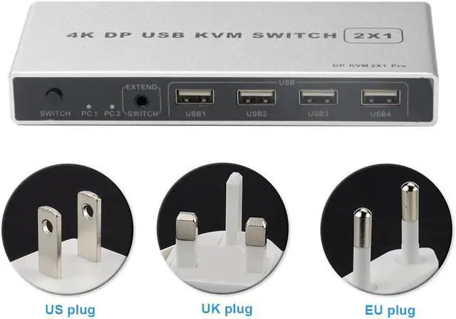 Alt view image 3 of 5 - 4K 60Hz Plug And Play Displayport Mouse Support Computer Controller Monitor VGA Stable KVM Switch 1 Out Dual Port USB Connection