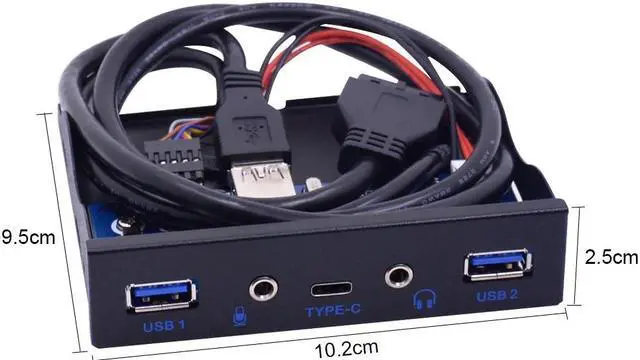 Alt view image 4 of 5 - 5 Ports USB 3.1 TYPE-C Hub Spilitter USB 3.0 USB-C Front Panel HD Audio with Power Cable For PC Desktop 3.5" Floppy Bay