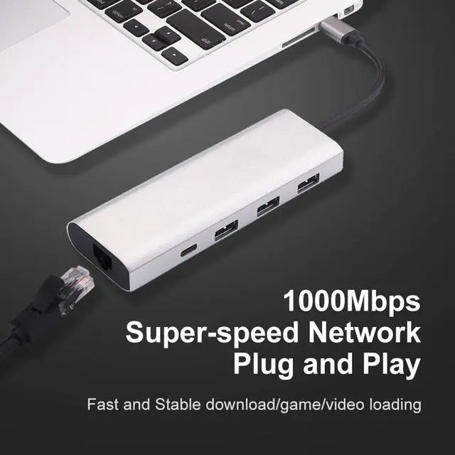 Alt view image 2 of 5 - USB docking station All-in-One USB-C to USB3.0 RJ45 PD Adapter for MacBook Windows Type C HUB