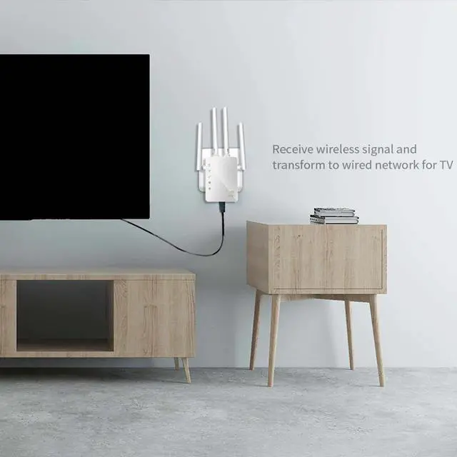 Alt view image 4 of 5 - 1200Mbps Dual-Band 2.4/5G Wireless Wifi Repeater Router 4Antenna Wi-Fi Range Extender Routers Home Network RJ45 Ethernet