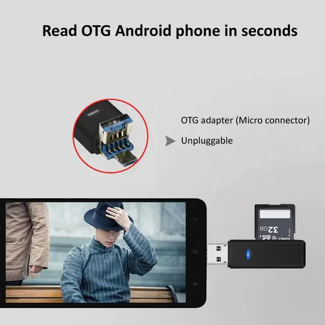 Alt view image 3 of 5 - 3.0 Hub  Card Reader Micro  Type C Card Reader Lector  Memory Card Reader For Micro  TF  Type-C OTG Card Readers