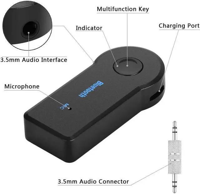 Alt view image 2 of 5 - Receiver Car Wireless Adapter 3.5mm Jack Audio Transmitter Handsfree Phone Call AUX Music Speaker Headphone Receiver