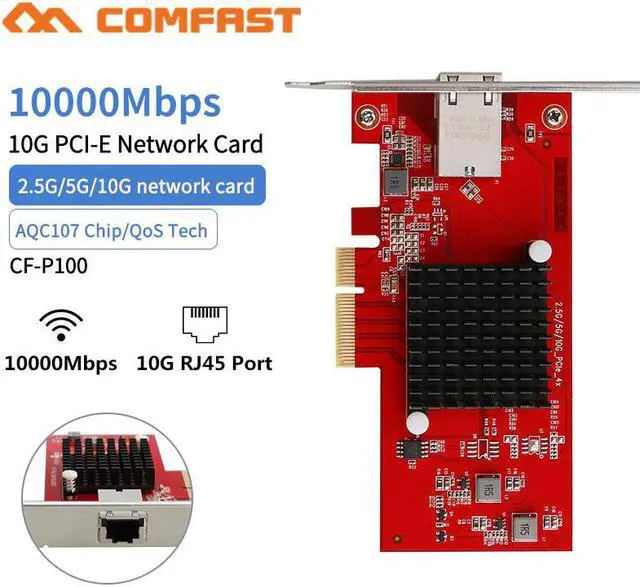 Main image of CF-P100 AQC107 10G Ethernet PCI Express 3.0 Wireless Adapter 2.5G/5G/10G PCIE-X4 Network card 10Gbps Fast Transmission Dongle