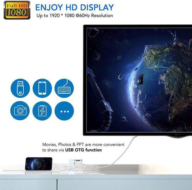 Alt view image 4 of 5 - Adapter For Lightning to USB Camera with OTG Function Support Charging For iPhone/iPad to HD/TV Projector Cable Converter