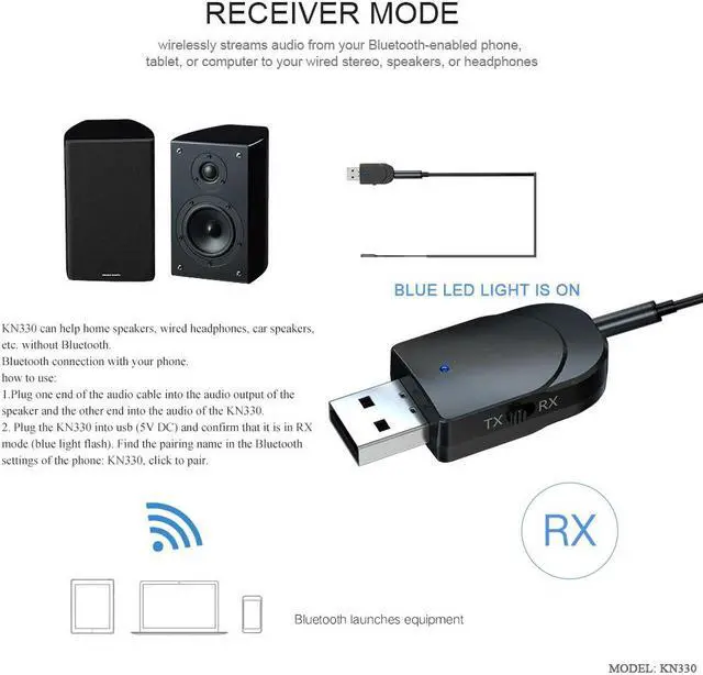 Alt view image 4 of 5 - Bluetooth 5.0 Transmitter Receiver Mini 3.5mm AUX Stereo Wireless Bluetooth Adapter For Notebook TV Home Speaker Car