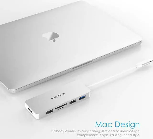 Alt view image 5 of 5 - USB C Hub with 4K , 3 USB A, SD/Micro SD Card Reader and Charging Adapter for MacBook Pro 13/15/16 (Thunderbolt 3),Surface