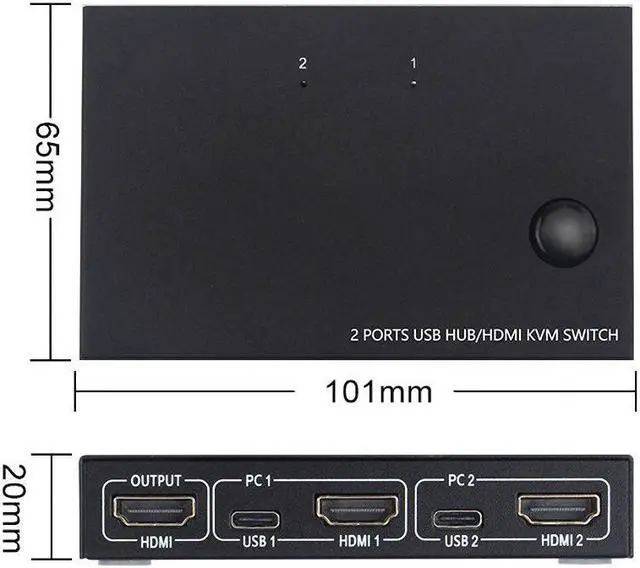 Alt view image 3 of 5 - KVM Switch 2 Port 4K USB Switch KVM VGA Switcher  USB Hub KVM Switch Splitter Box For Sharing Printer Keyboard Mouse