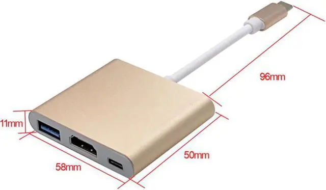 Alt view image 5 of 5 - Multiport Hub Adapter, 3-in-1 Type C Converter with 1 USB 3.0 Port, 1 1080P  Output and 1 Type-c PD Charging Port