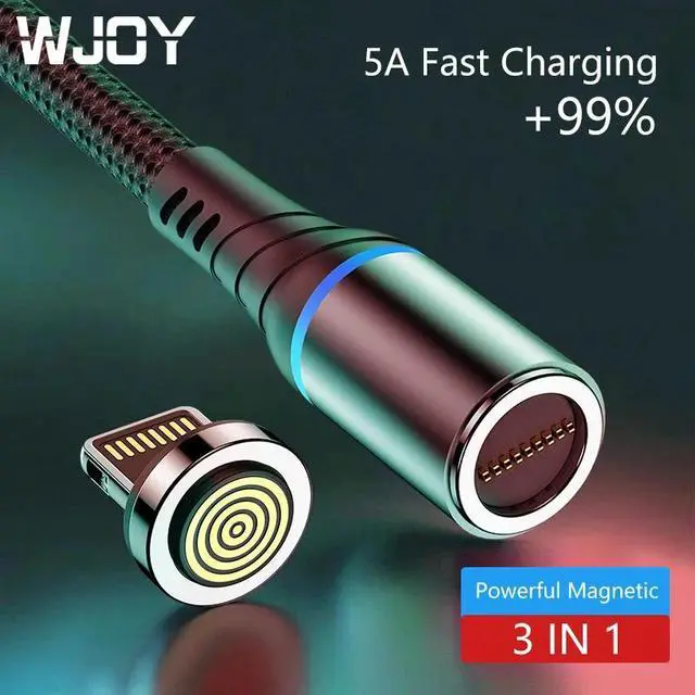 Alt view image 5 of 5 - 5A Magnetic Cable Micro USB Type C Full Agreement Fast Charging  Sync Magnet Charge For iPhone for  CC39 3 Pack