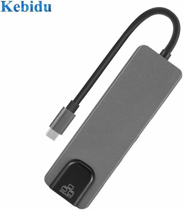 Alt view image 5 of 5 - Hdmi 4K USB C Hub to Gigat Ethernet Rj45 Lan Adapter 5 in 1 USB Type C Hub for Mac book Pro Thunderbolt 3 USB-C Charge