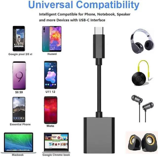 Alt view image 4 of 5 - C Aux Audio Cable Adapter USB C to 3.5mm Headphone Jack PD Fast Charger Adapter For Google Pixel 2 Essential