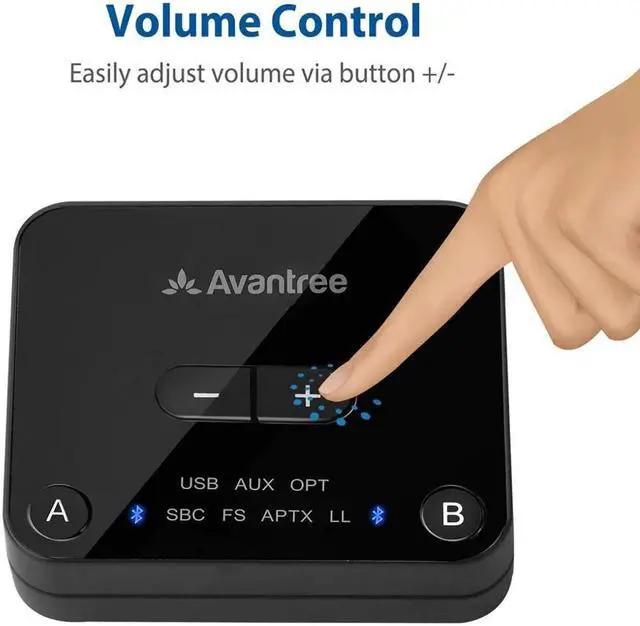 Alt view image 3 of 5 - Audikast Plus Bluetooth 5.0 Transmitter for TV PC with Volume Control, aptX Low Latency Wireless Audio Adapter