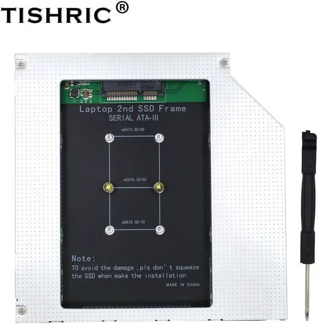 Main image of 12.7mm Caddy MSATA 2nd HDD SSD Hard Drive Disk to SATA 3 Enclosure Adapter For Laptop DVD-ROM Optibay Aluminium Case Box