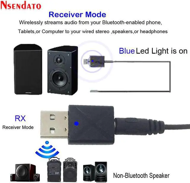Alt view image 2 of 5 - Wireless Bluetooth 5.0 Audio Receiver Transmitter Mini USB 3.5mm 2 in 1 Stereo Bluetooth Resiver Adapter for TV Computer Car AUX