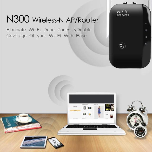 Alt view image 2 of 5 - Wireless N Wifi Repeater 802.11N/B/G Network Router 300Mbps Range Expander Signal Antennas Booster Extend for Enterprise EU/US