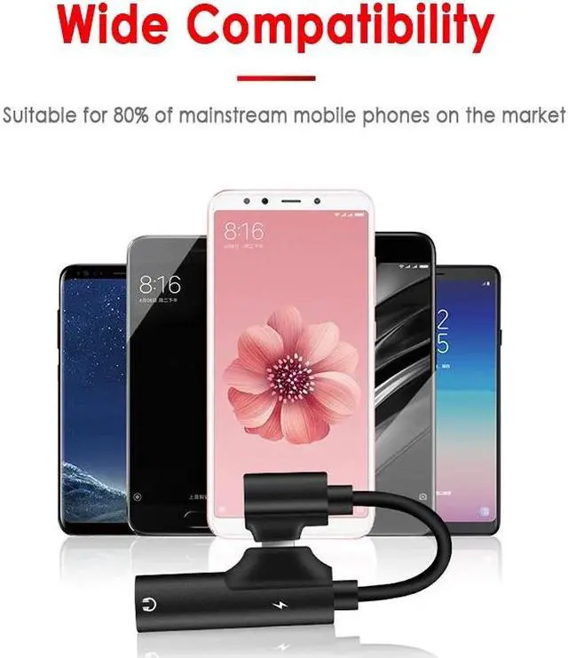 Alt view image 4 of 5 - 2 in 1 Type C To 3.5mm Earphone Jack Adapter Aux Audio Type-c Cable Charging Converter For  Redmi  USB-C Music Tool