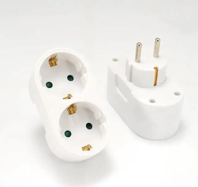 Alt view image 2 of 5 - Plug 2 Outlet German Plug Extended Socket Expansion Plug 16A Power Adapter  Socket Standard 250V Wireless Extend Socket CE