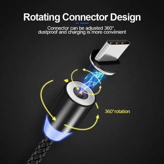 Alt view image 2 of 5 - 1M LED Magnetic USB Cable for iPhone Xs 6 & USB Type C Cable & Micro USB  Nylon Braided for    USB C