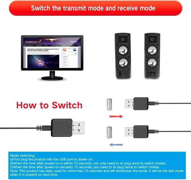 Alt view image 4 of 5 - Bluetooth 5.0 Audio Receiver Transmitter Mini Stereo Bluetooth AUX RCA USB 3.5mm Jack For TV PC Car Kit Wireless Adapter