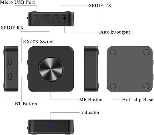 Alt view image 4 of 5 - Bluetooth 5.0 Wireless Audio Transmitter Receiver Wireless Audio Adapter 3.5mm SPDIF for TV Home Audio Car Stereo System