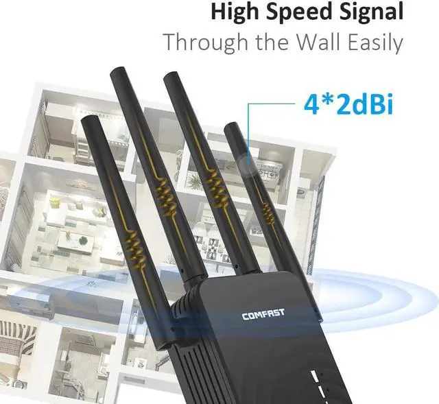 Alt view image 4 of 5 - Long Range Extender 802.11ac Wireless WiFi Repeater Wi Fi Booster 2.4G/5Ghz Wi-Fi Amplifier 300/1200 M Wifi router Access point