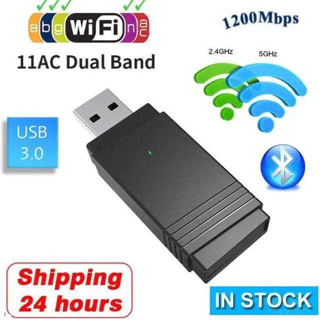 Main image of -Free Dual Band USB 3.0 Wireless USB Wifi Adapter PC Network Card 5G/2.4G USB WIFI+Bluetooth 5.0 1200Mbps For Windows 10