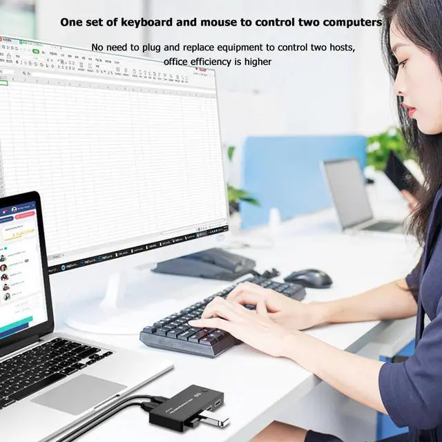 Alt view image 4 of 7 - KVM Switch 2 Ports WIth Cables KVM 2 Ports  Switch 2x1 Supports 1080P@60Hz USB 2.0 Device Control up to 2 PCS  2x1