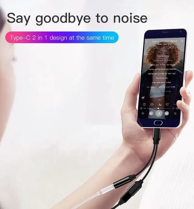 Alt view image 5 of 5 - USB Type C to 3.5mm Jack Earphone Adapter For  S10 Plus  Mi9  Charging Calling Music USBC Audio Cable