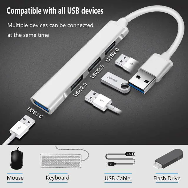Main image of 4 Port For MacBooK Pro 13 15 aluminum alloy usb 3.0 hub 3* usb 2.0 expander splitter docking station otg adapter plug and play