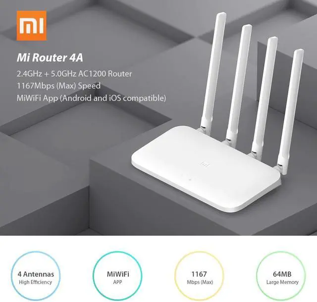 Alt view image 4 of 5 - 4A Router 2.4GHz +5GHz WiFi Router 4 Antenna APP Control Mi Router 4A WiFi Repeat Wireless Router