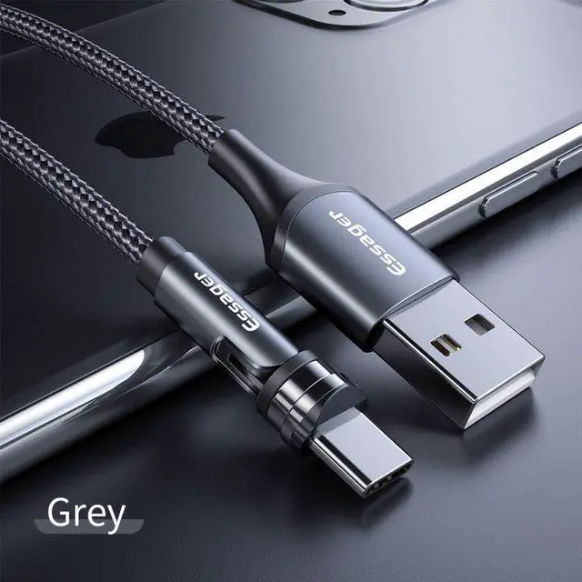 Alt view image 2 of 5 - Magnetic Rotating Wire Fast Charge Cable Date Cable 540 Rotate Magnetic Cable Micro USB Type C Cable For iPhone