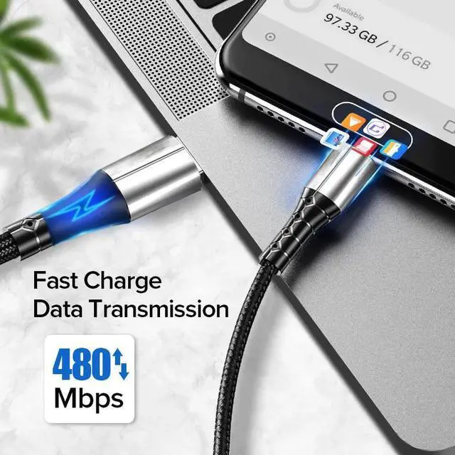 Alt view image 3 of 5 - USB Type C Charger Cable for  Redmi note 8 Quick Charge 3.0 USB C Fast Charging Cable USB Type-C Wire For