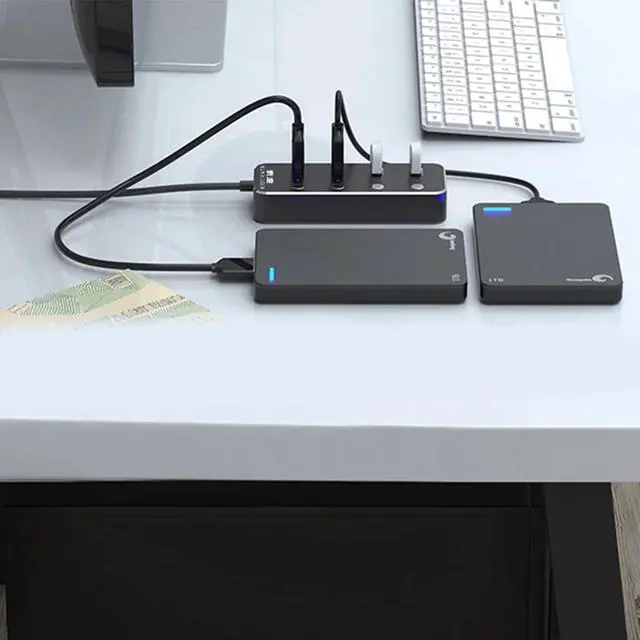 Alt view image 5 of 5 - 4-Port Laptop Notebook High Speed LED Indicators USB Hub Power Supply Portable Aluminum Alloy PC Home Universal Splitter