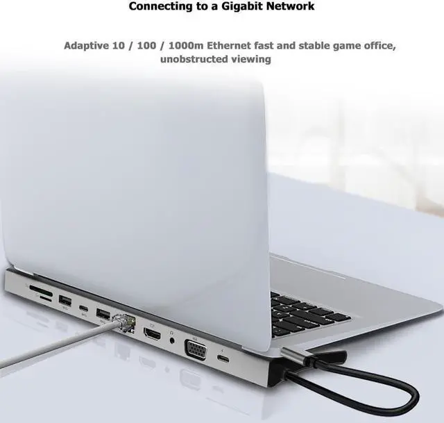Alt view image 5 of 5 - 11 in 1 Type-C HUB Adapter Type-C to USB-C USB3.0  VGA TF 3.5mm Audio PD Converter Extension Docking Adapter for PC