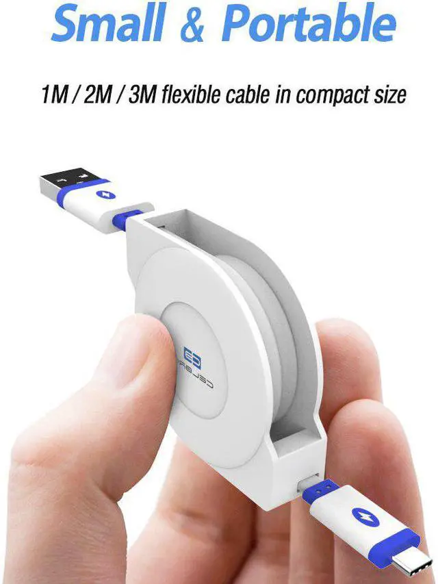 Alt view image 4 of 5 - 2m  Usb Type C Charger Cable Retractable Cavo Usbc Type-C Kabel for  S20 Ultra Note 10 Plus  Mi 10 Pro 9 A3 Phone