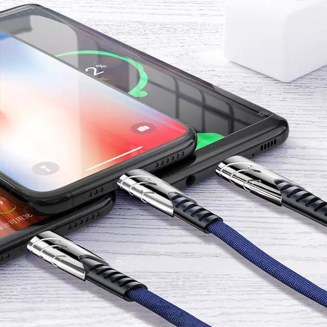 Alt view image 4 of 5 - 3 in 1 USB Cable Multi Charge Micro USB Type C Cable for  8 for  S20 for  Mi 10 for  Fast Charging