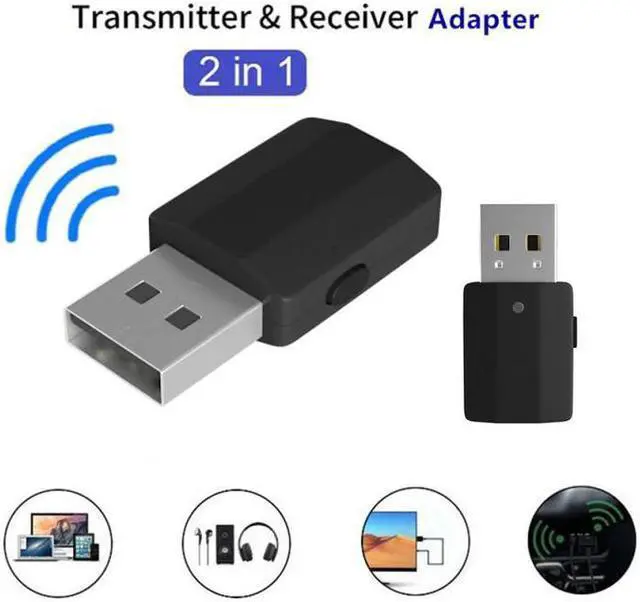 Main image of USB Bluetooth 5.0 Transmitter Receiver 2 In 1 Portable 3.5mm AUX  Adapter For Car TV PC Bluetooth Receiver