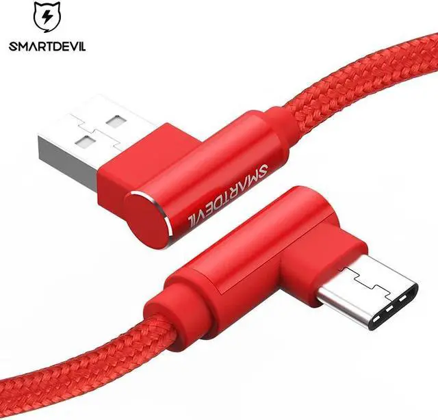 Alt view image 2 of 5 - Fast Charging Cable For  S10 S9 USB Type C Android Phone Universal 90 Degree  Cord for  Nylon Cable