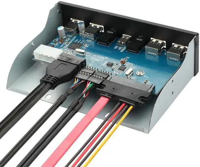 Alt view image 3 of 5 - 7 Port USB 3.1 TYPE-C USB 3.0 HUB Front Panel with 3.5mm Audio + TYPE C + USB3.0 + usb 2.0  Bracket for Desktop 3.5" Floppy