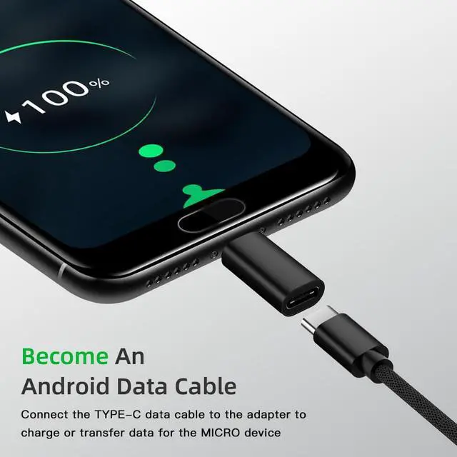 Alt view image 4 of 5 - C Adapter USB C to Micro USB Cable Alloy Micro USB Male to  C Female Adapter Converter Connector for Phone Tablet