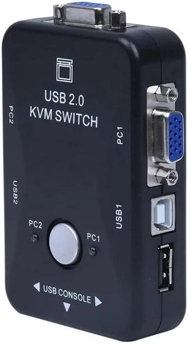 Alt view image 2 of 5 - Mini 2 Ports KVM Manual Switch Box Adapter w USB Connector