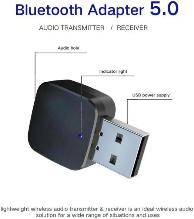 Alt view image 2 of 5 - Bluetooth 5.0 AUX Adapter Receiver Wireless Bluethooth 4.0 Music Mini 2 In 1 Stereo Transmitter For PC Computer 3.5MM