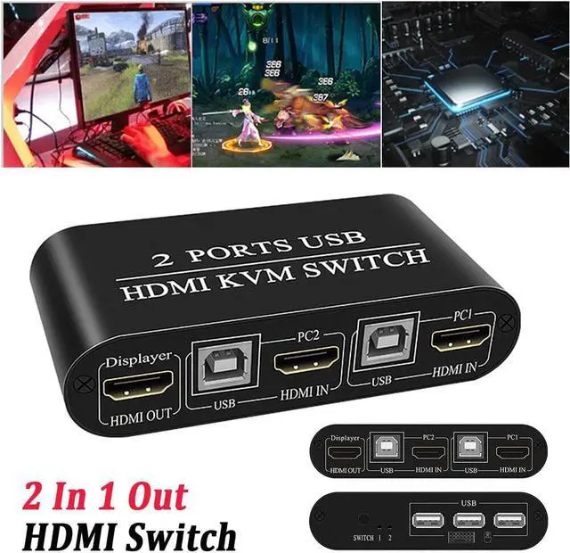 Main image of Meeting Aluminum Alloy Home Office 2 In 1 Out Plug And Play Professional  KVM Switch Fast Speed Dual USB For Printer