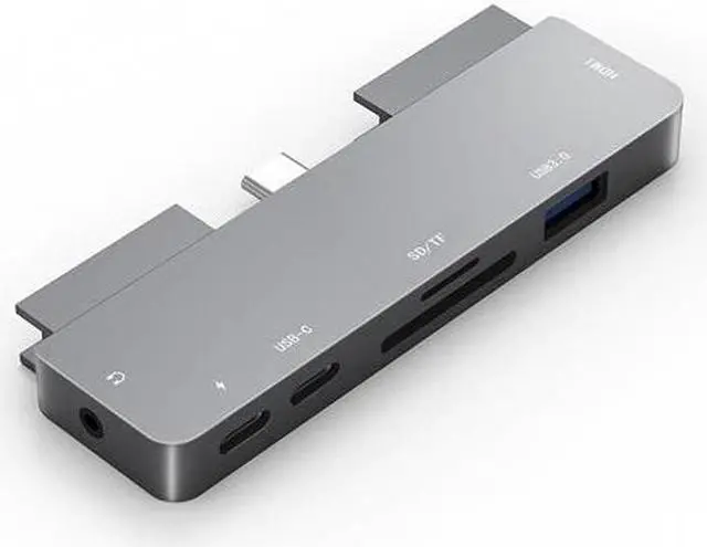 Alt view image 5 of 5 - USB C Hub to 4K Adapter with USB-C PD TF SD USB 3.0 3.5mm Jack Port USB Type C Dock for iPad Pro Macbook Pro/Air