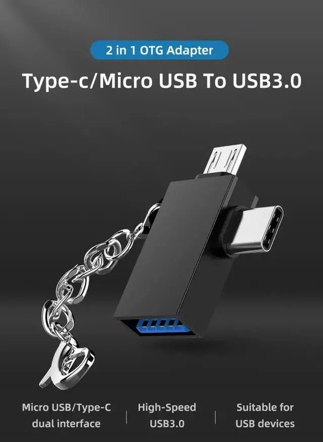 Alt view image 2 of 5 - 1PC Type-C Micro USB OTG 2 In 1 Adapter For    Work For Tablet Hard Disk Drive Flash Disk USB Mouse