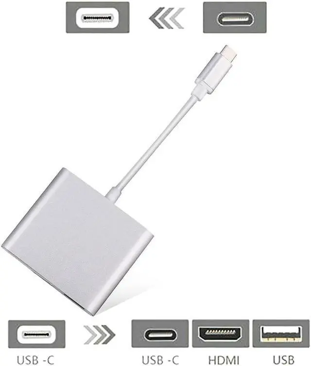 Alt view image 3 of 5 - C USB 3.1 to USB-C USB 3.0 Adapter 3in1 Hub For Laptop PC TV support DP ALT protocol port 4K*2K Resolution 2020