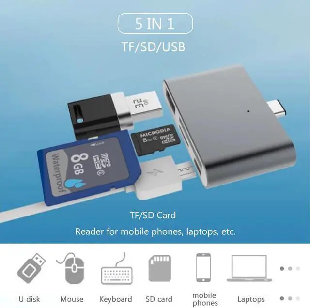 Main image of 5 IN 1 Multi-function Type-C HUB OTG USB 3.0 U Disk TF/SD Card Reader Converter Adapter Plug & Play for mole phones laptops
