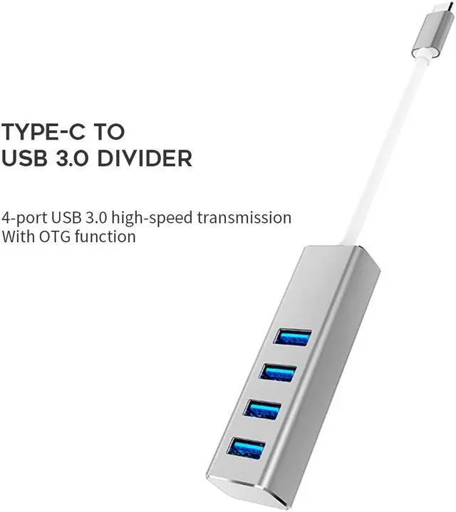 Alt view image 4 of 5 - Type-C HUB USB 3.0*3 HUB with RJ45 Gigat Ethernet LAN Port Converter for MacBook Air/MacBook Pro USB HUB Adapter vs USB 3.0*4