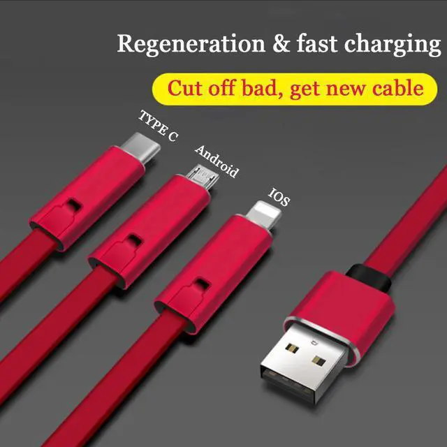 Alt view image 4 of 5 - Phone Charging Cable for iPhone Cutting Quiy Repair Charging Line fast USB Charging for Android Type C Mole phone