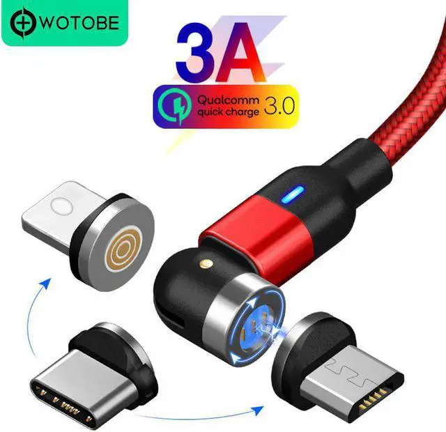 Main image of Magnetic Cable 3A QC3.0 Fast Charging Micro USB Type C Mole Phone Cable For    360+180Degree Roating